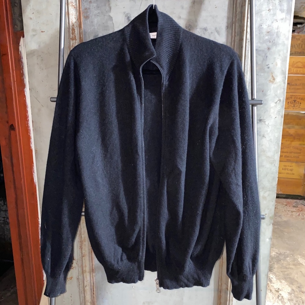 Brunello Cucinelli Black Cashmere Zip Up Sweater